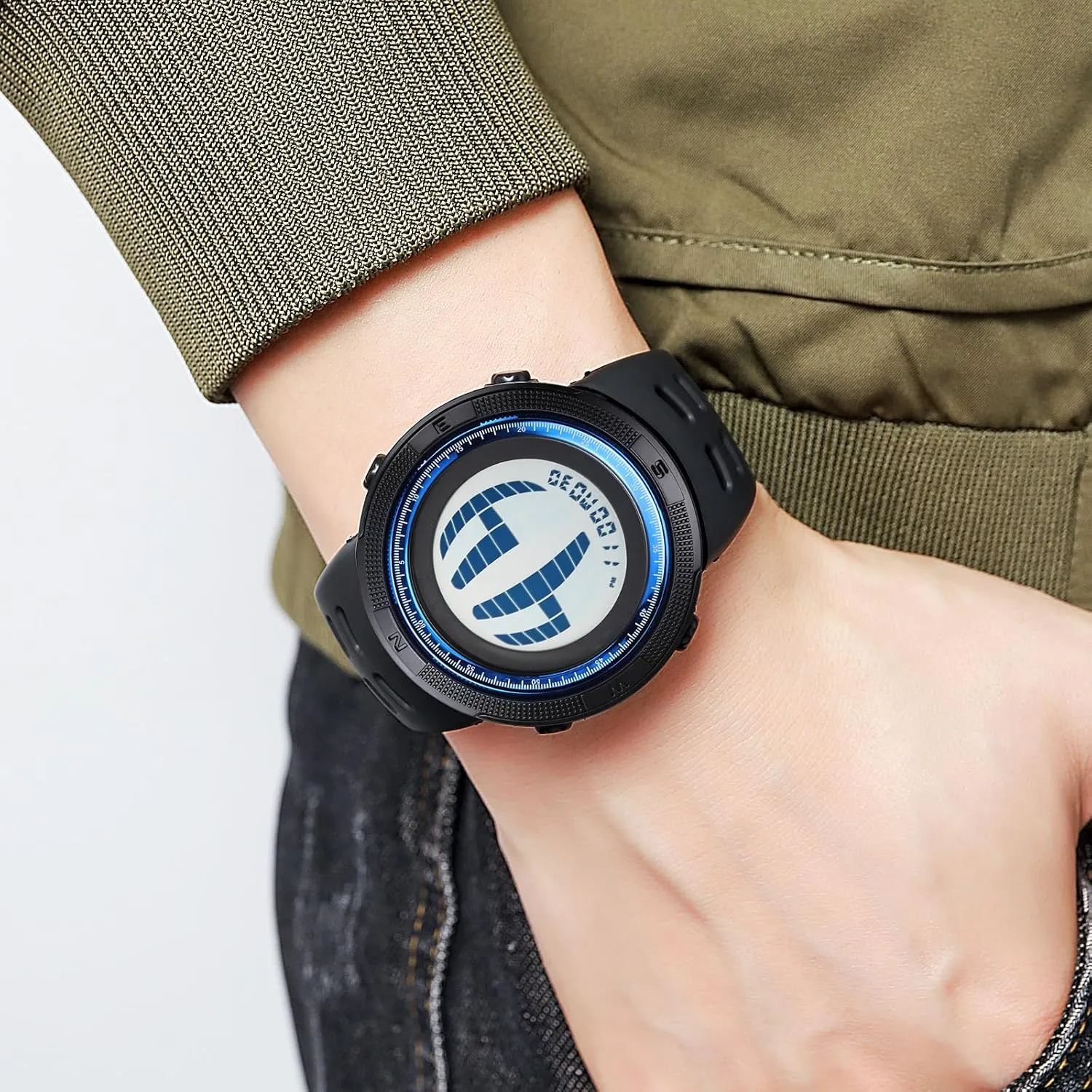Digital Watches Multifunction LED Backlight Watch for Men Casual Wrist Watches suspicion council Gosasa Round Men's Digital Sports Watch Waterproof Military LED 