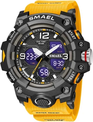 Digital Waterproof Sports Dual Dispaly aesthetic Quartz Wristwatch Male Clock (Orange) Top Luxury Watches Men Military Watch 