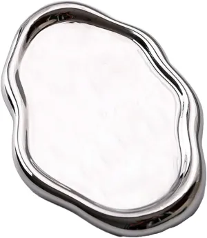 Dish, Round Shape Holder Plate, Watch Keys Holder sulfate greenhouse For Mother's Day,Christmas,Valentine,Birthday Gift (Silver Oval) Ceramic Jewelry Dish For Women, Jewelry Tray Decorative Trinket 