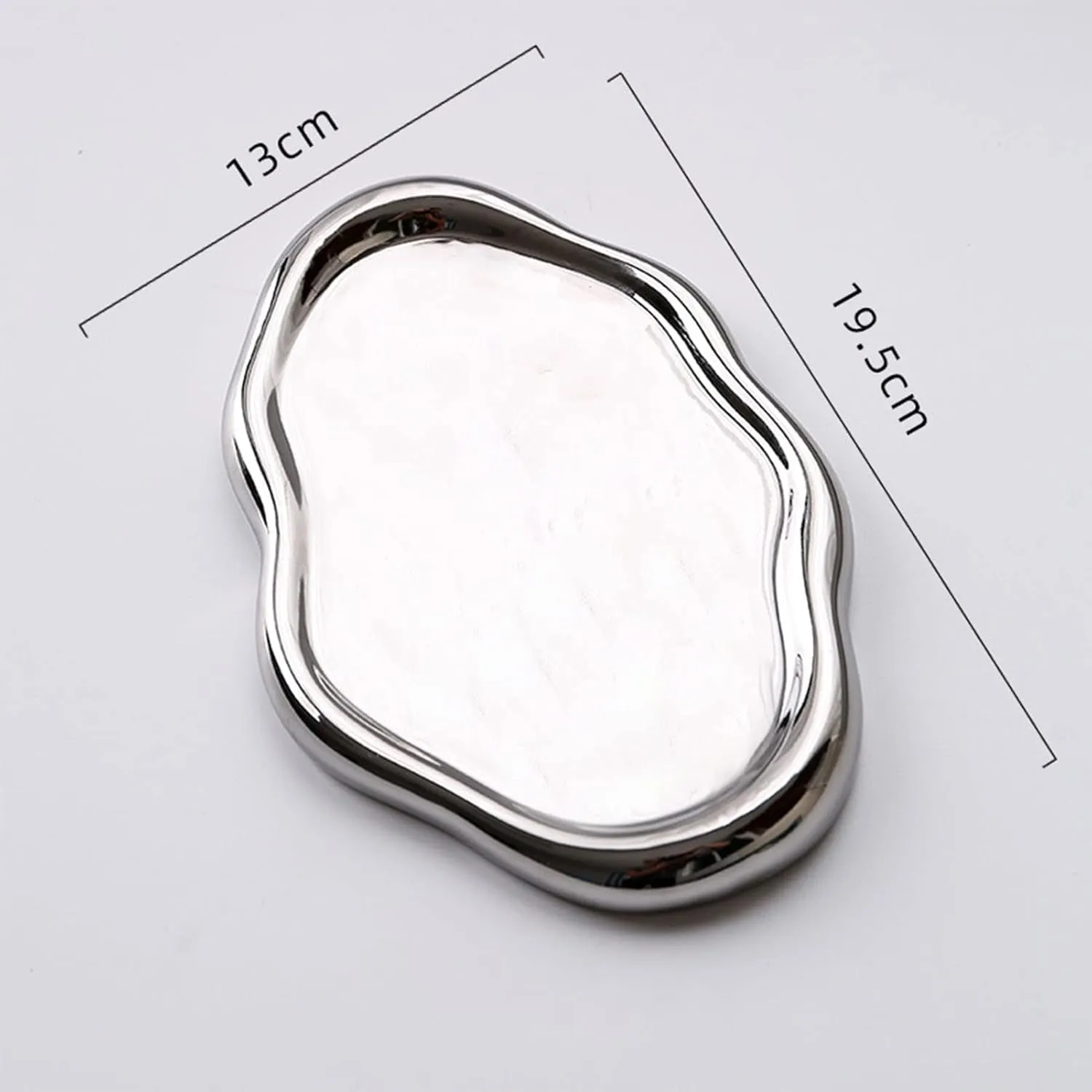 Dish, Round Shape Holder Plate, Watch Keys Holder sulfate greenhouse For Mother's Day,Christmas,Valentine,Birthday Gift (Silver Oval) Ceramic Jewelry Dish For Women, Jewelry Tray Decorative Trinket 