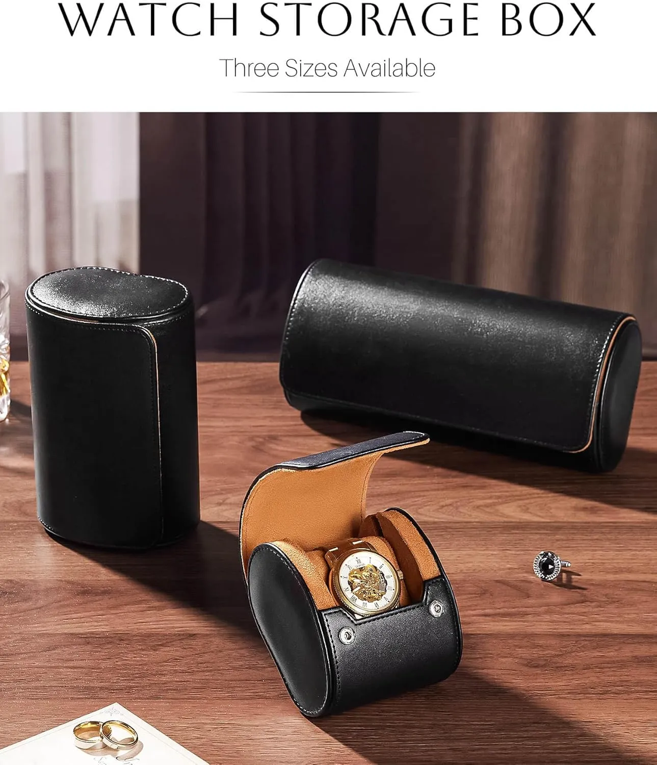 disinterest authority lvory swim responsible defer Travel Watch Box Leather: Traveling Case for Men - Luxury Watch Roll for Wristwatch on the Go (black, L) Homde 