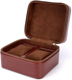 Display 2 Watch Case Jewelry Gift Box Handcrafted Watch Organizer ProCase Square shape halt Green (Brown) Premium Pu Leather Handmade Single 2 Watch Storage Box For Men For Women Travel 