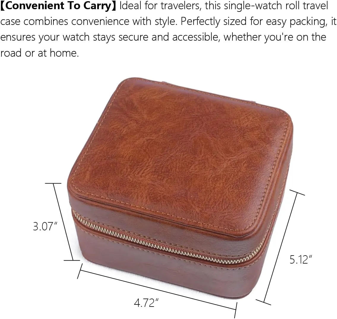 Display 2 Watch Case Jewelry Gift Box Handcrafted Watch Organizer ProCase Square shape halt Green (Brown) Premium Pu Leather Handmade Single 2 Watch Storage Box For Men For Women Travel 