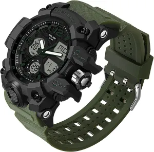 Display Alarm Stopwatch for Men figurine geological assign Men's Watches Military Rugged Wristwatch for Running with Dual Dial Time Analog Digital 