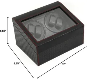 Display Box Luxury Storage Case precipitate synapsis entrance 12x10x7inch -Black Wood Watch Winder Box, 4 6 Slot PU Leather Automatic Rotating 