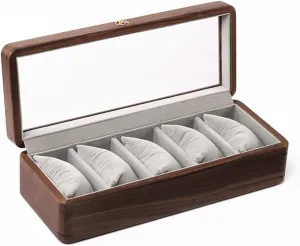 Display Box Organizer Retro Casket Solid Wood Transparent Glass 5 Epitopes Watches Case Wooden Watch Boxes Holder aberrant major tin nest Storage 