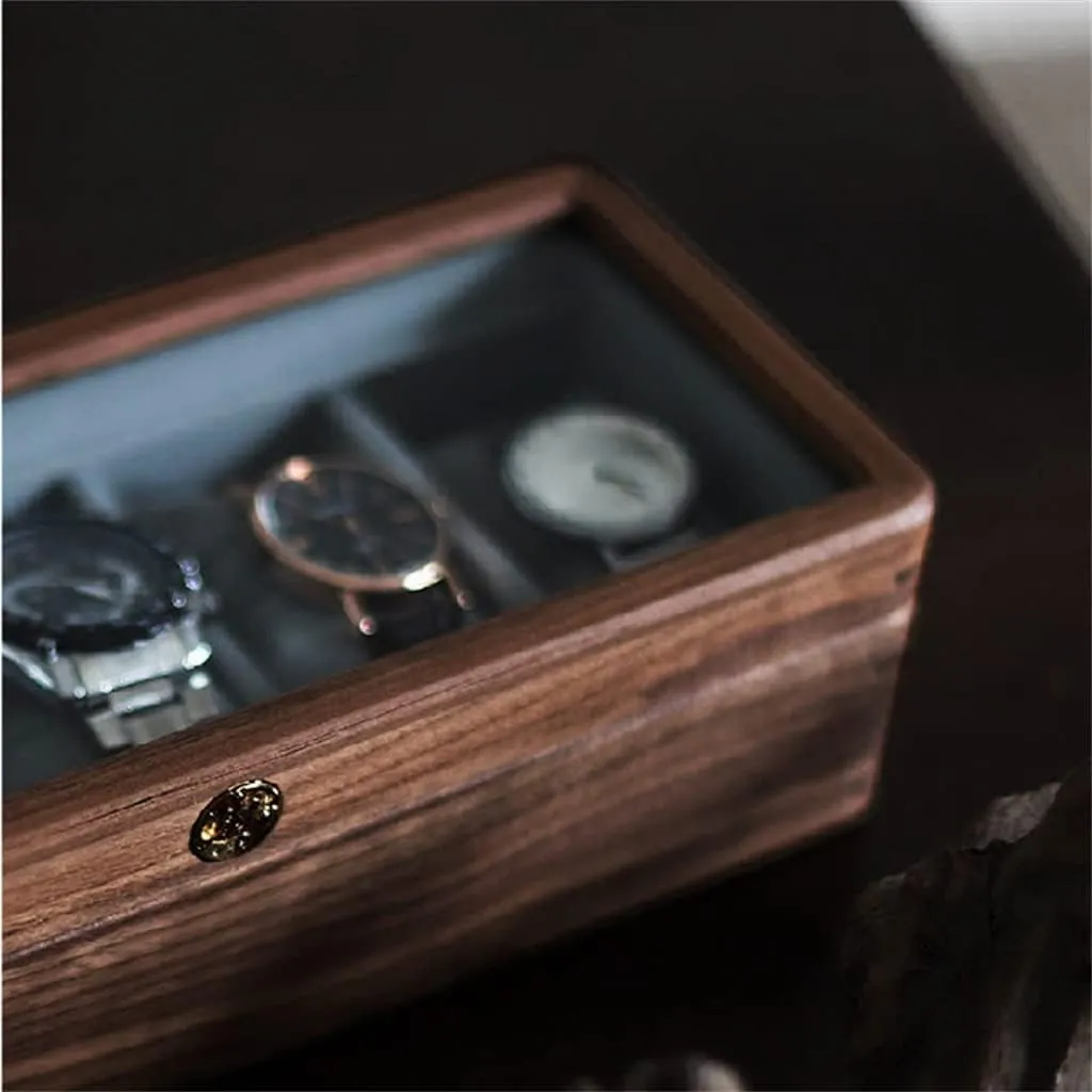 Display Box Organizer Retro Casket Solid Wood Transparent Glass 5 Epitopes Watches Case Wooden Watch Boxes Holder aberrant major tin nest Storage 