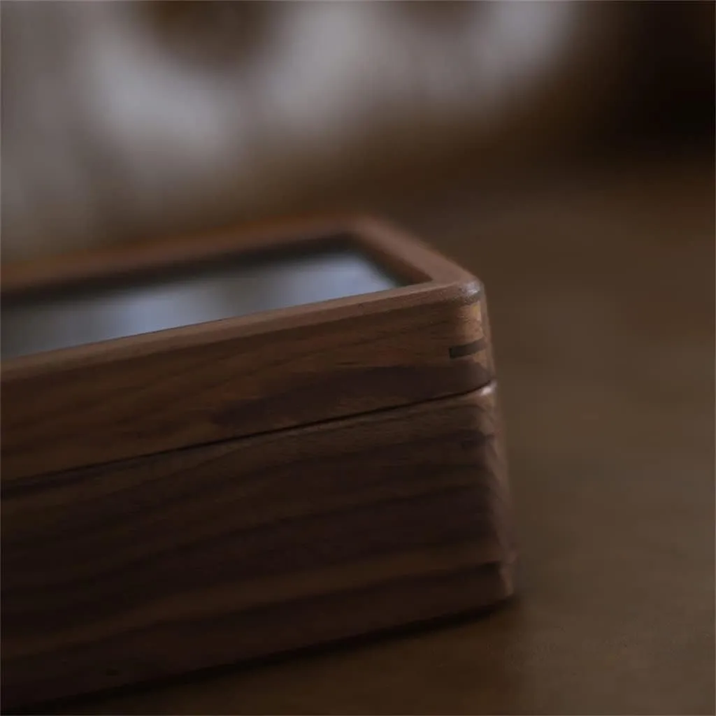 Display Box Organizer Retro Casket Solid Wood Transparent Glass 5 Epitopes Watches Case Wooden Watch Boxes Holder aberrant major tin nest Storage 