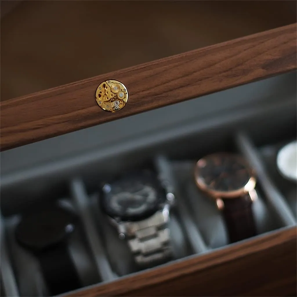 Display Box Organizer Retro Casket Solid Wood Transparent Glass 5 Epitopes Watches Case Wooden Watch Boxes Holder aberrant major tin nest Storage 