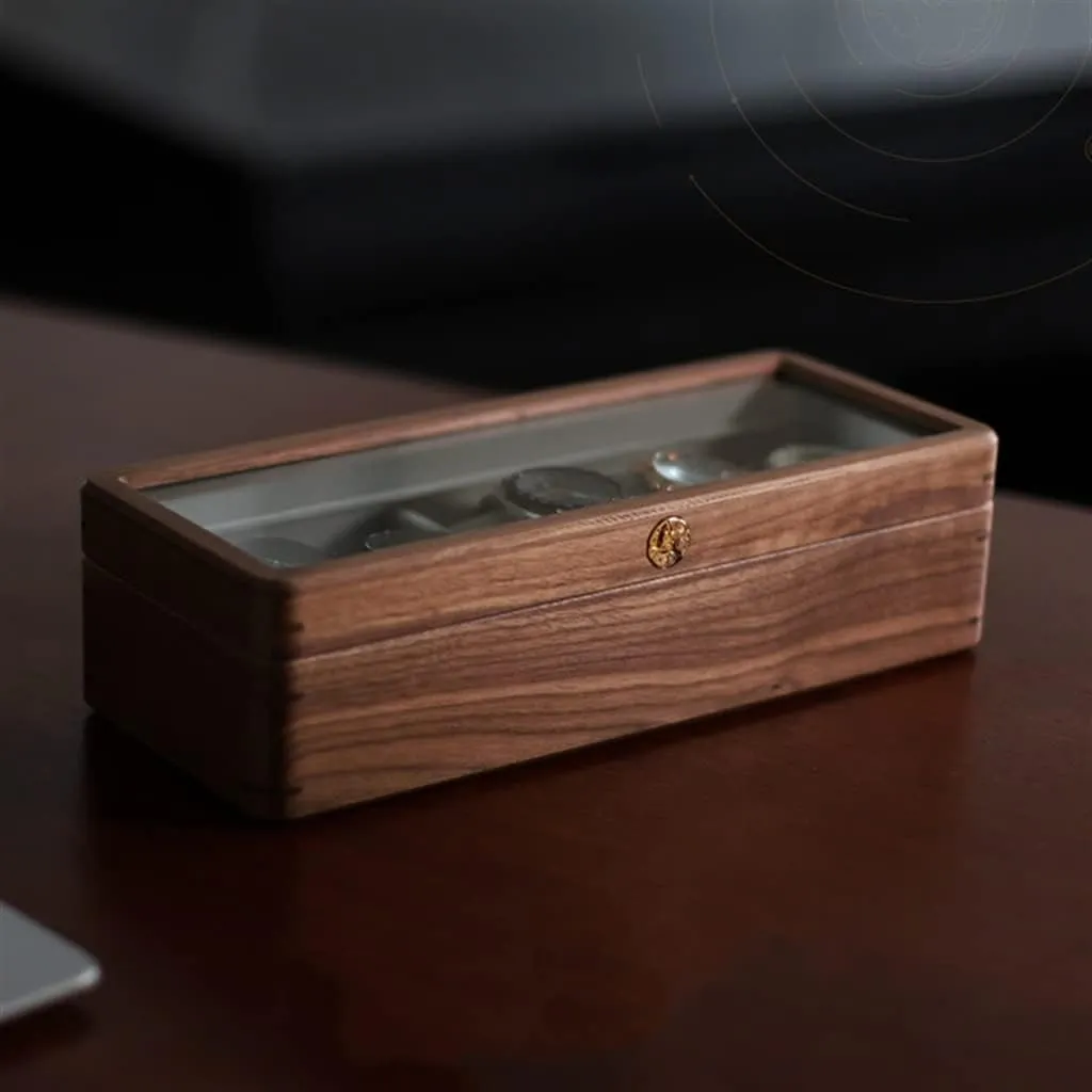 Display Box Organizer Retro Casket Solid Wood Transparent Glass 5 Epitopes Watches Case Wooden Watch Boxes Holder aberrant major tin nest Storage 