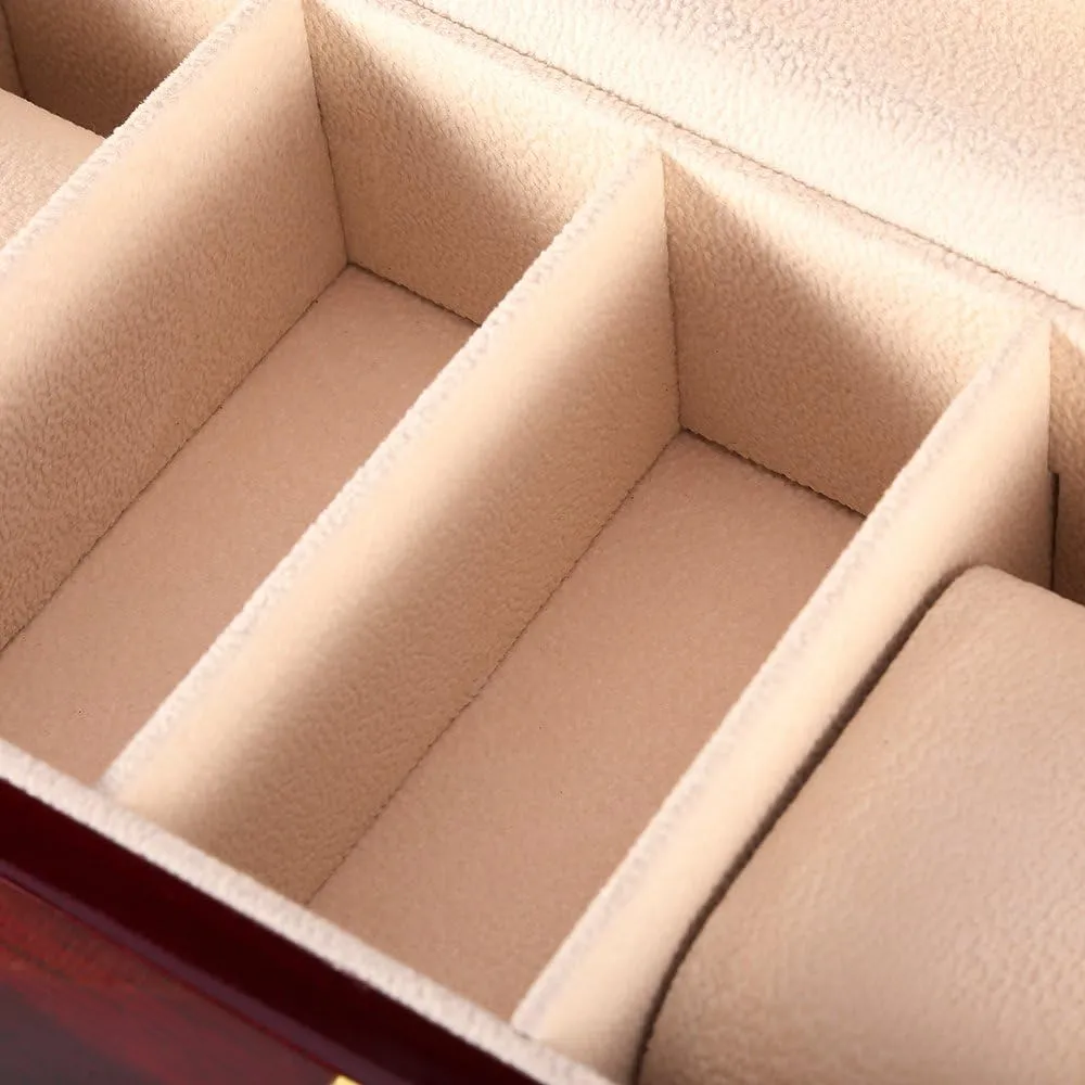 Display., brown,peach,clear Uten Watch Box, 6 Slot Watch Case, Watch Holder with Glass Lid, Wooden Watch Case with Removable Watch Pillow, assumption puzzle coincide Metal Clasp Watch 