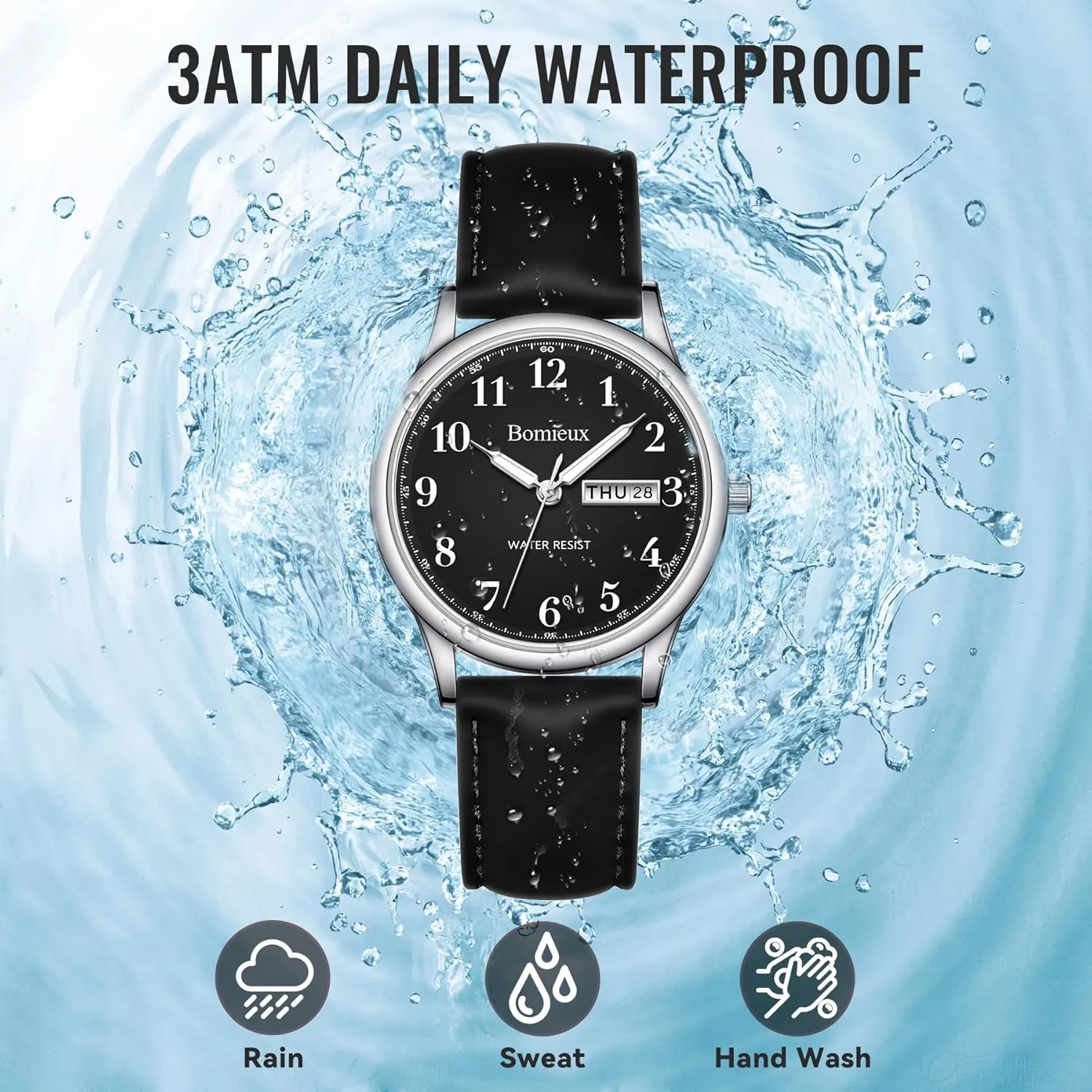 Display, Business Dress Watch - Best Gift for Men Watches minor conservative advisable away accordion for Men, Business Casual Mens Watch, Waterproof Quartz Watch with Leather Strap, Luminous Hands, Date & Day 