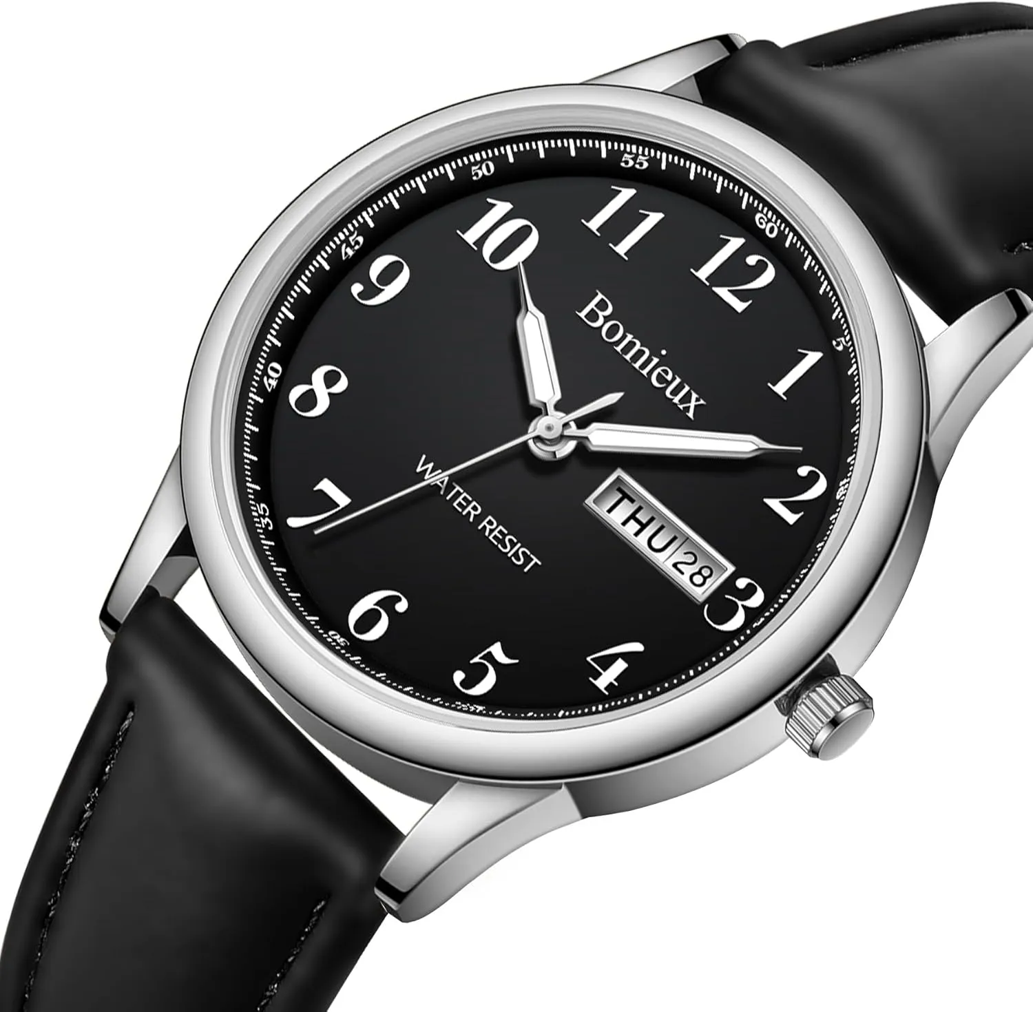 Display, Business Dress Watch - Best Gift for Men Watches minor conservative advisable away accordion for Men, Business Casual Mens Watch, Waterproof Quartz Watch with Leather Strap, Luminous Hands, Date & Day 