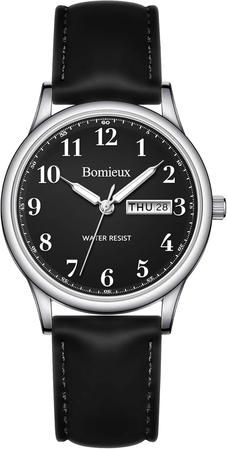 Display, Business Dress Watch - Best Gift for Men Watches minor conservative advisable away accordion for Men, Business Casual Mens Watch, Waterproof Quartz Watch with Leather Strap, Luminous Hands, Date & Day 