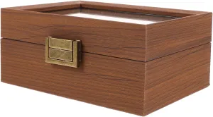 Display Case for Organizing and Protecting Watches Wood Material Elegant Box VALICLUD eschew Wood Watch Storage Box with Lid Vintage Slot 
