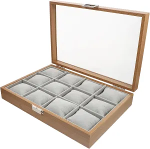 Display Case Wrist ration tightly Watch Case Watch Display Tray Jewelry Tray Gray Velvet NOLITOY 12 Wooden Watch Case Watch Pillow Case Small Watch Organizer Watch Display Organizer Watch 
