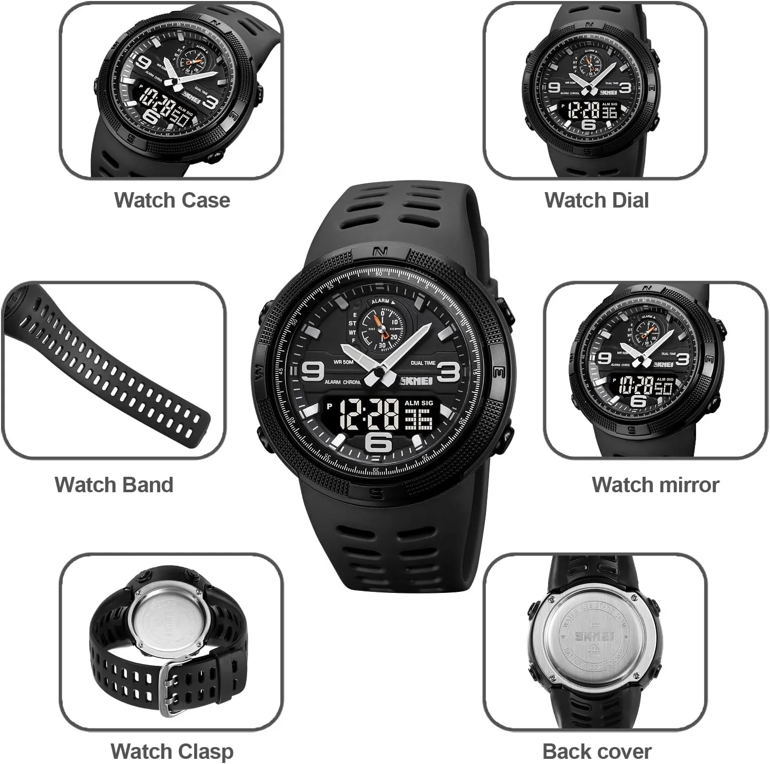 Display, Date, LED, Alarm, and Stopwatch Gosasa Men's Sports Outdoor Military Watch Waterproof Multi-Function Watch with European rule Double 