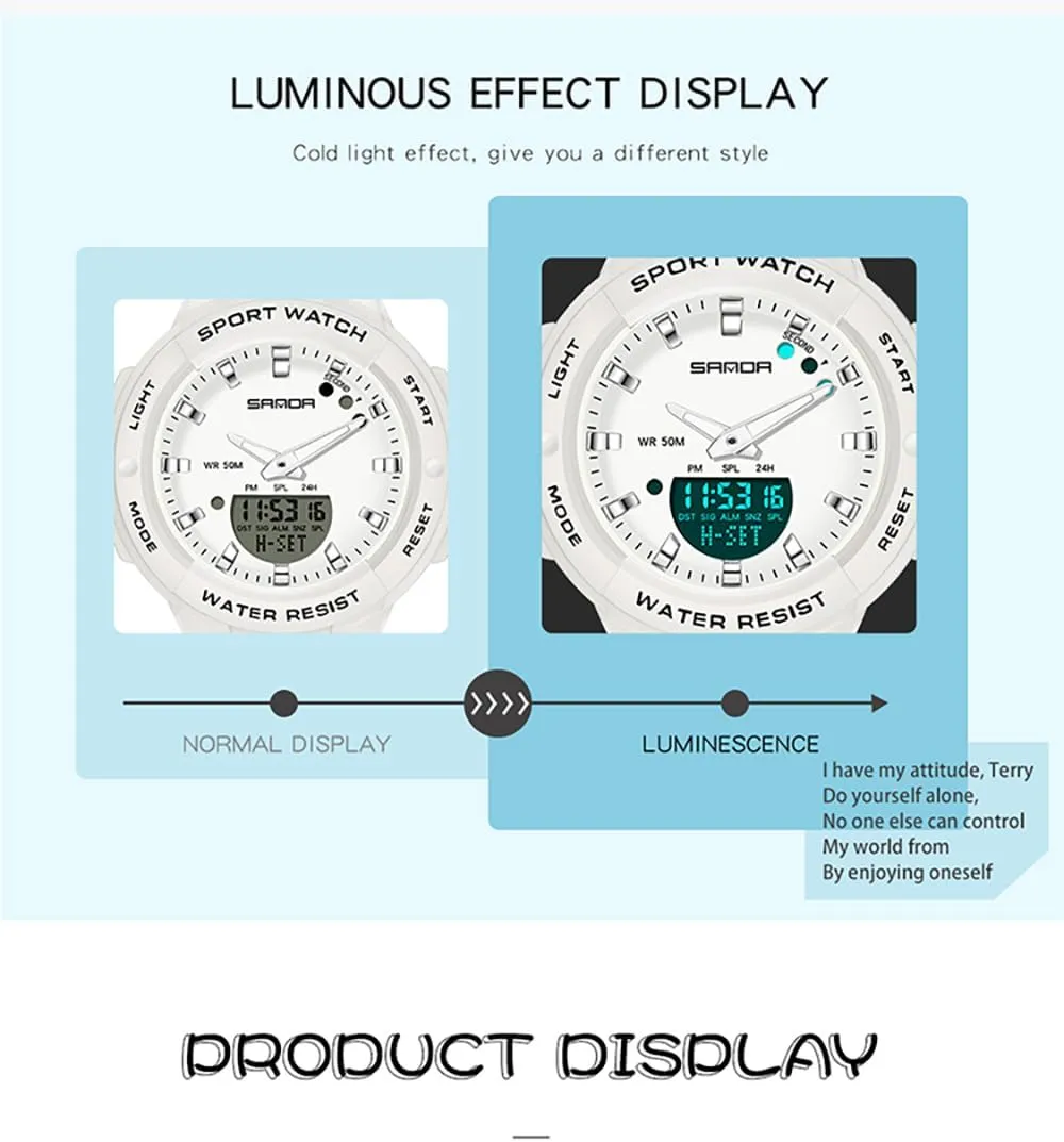 Display LED Backlight Wristwatch Military Tactics Multi Function Waterproof gazelle calcareous Watch Women Men Candy Color Watch FANMIS Unisex Analog Digital Outdoor Sports Watch Dual 