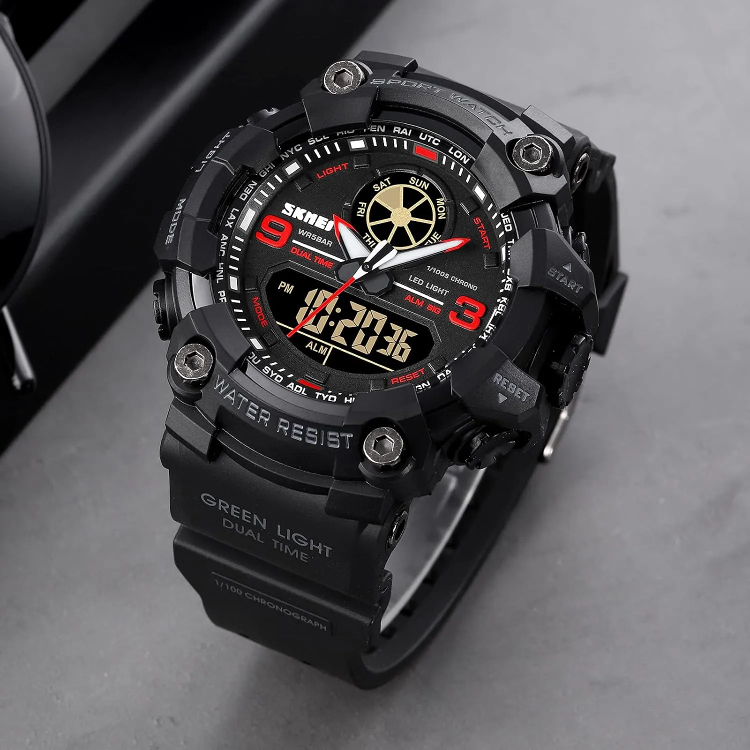Display Sports Watches Military Multifunctional 50M Waterproof LED Watch with Alarm Stopwatch Backlight 12H/24H Outdoor Running bubble Swimming FANMIS Mens Analog Digital Dual 