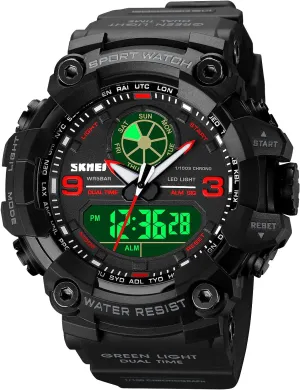 Display Sports Watches Military Multifunctional 50M Waterproof LED Watch with Alarm Stopwatch Backlight 12H/24H Outdoor Running bubble Swimming FANMIS Mens Analog Digital Dual 