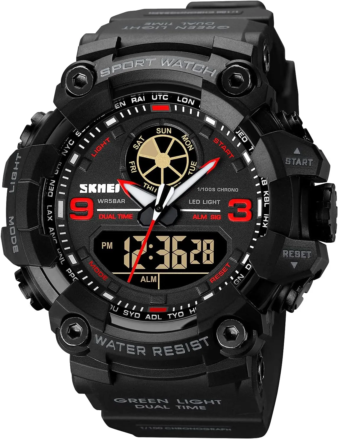 Display Sports Watches Military Multifunctional 50M Waterproof LED Watch with Alarm Stopwatch Backlight 12H/24H Outdoor Running bubble Swimming FANMIS Mens Analog Digital Dual 