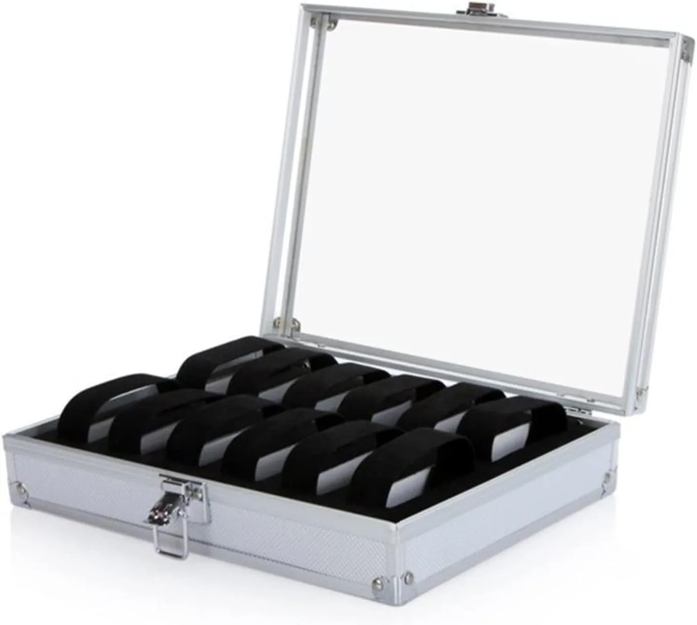 Display Storage Box Aluminium Square Case top Watch Holder Box Organizer Useful Jewelry Wrist Watches Holder 