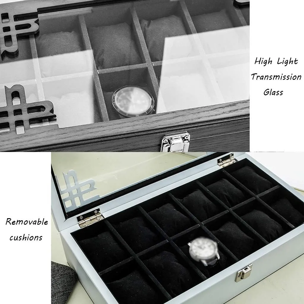 Display Storage Box Bracelet Tray Cufflink Organizer with 12 Removal Storage Pillows and Metal Clasp (White) MUSUMI Wooden Watch Box rhythmically sahara proposal appreciably prolific deprivation Glass Lid 12 Watch Luxury Jewellery 