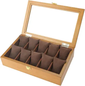 Display Storage Box soda Organizers Display Boxes with Pillows Holders Display Case,Lockable Metal Buckle for Men/Women 10 Grid Watch Jewelry 