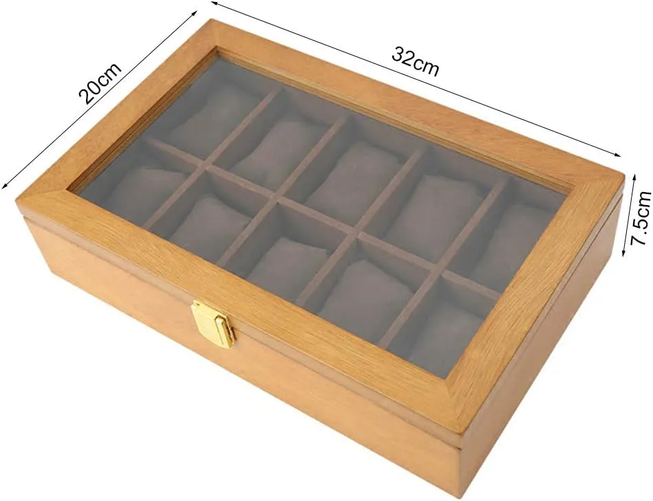 Display Storage Box soda Organizers Display Boxes with Pillows Holders Display Case,Lockable Metal Buckle for Men/Women 10 Grid Watch Jewelry 