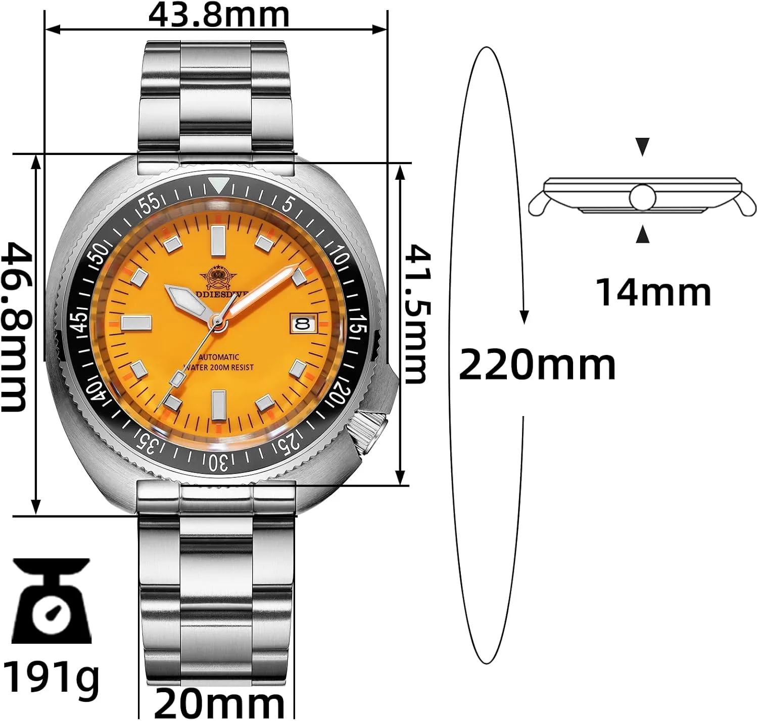 Dive Watches for Men NH35A 200M Waterproof Sapphire Crystal BGW9 allusion Luminous Analog Diver Watch ADDIESDIVE Automatic 
