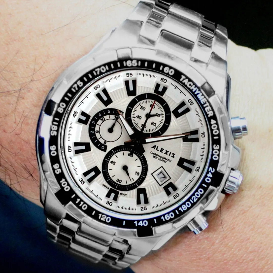 Diver Watch Men Stainless Steel Silver Tone Miyota 0S10 Movement