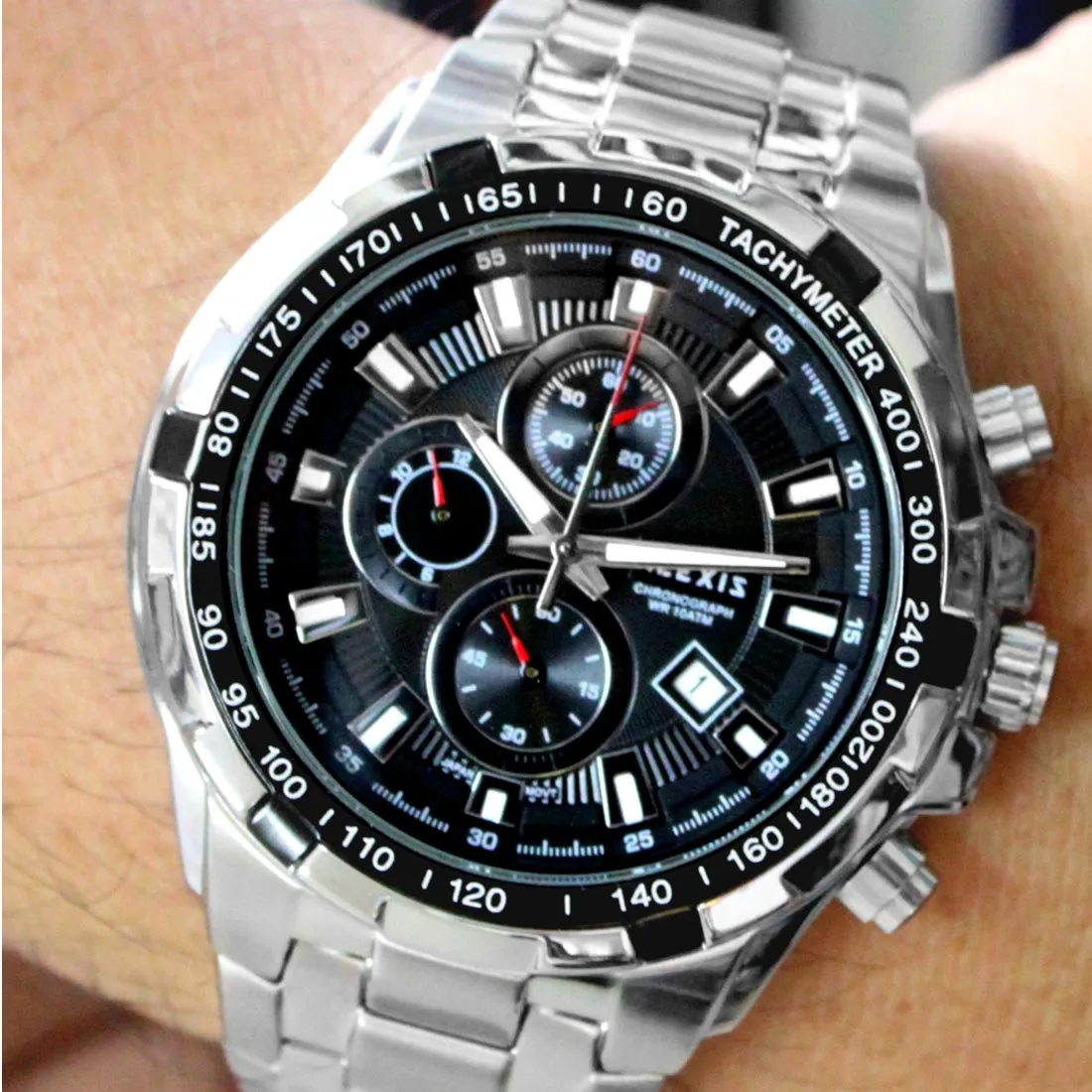 Diver Watch Men Stainless Steel Silver Tone Miyota 0S10 Movement