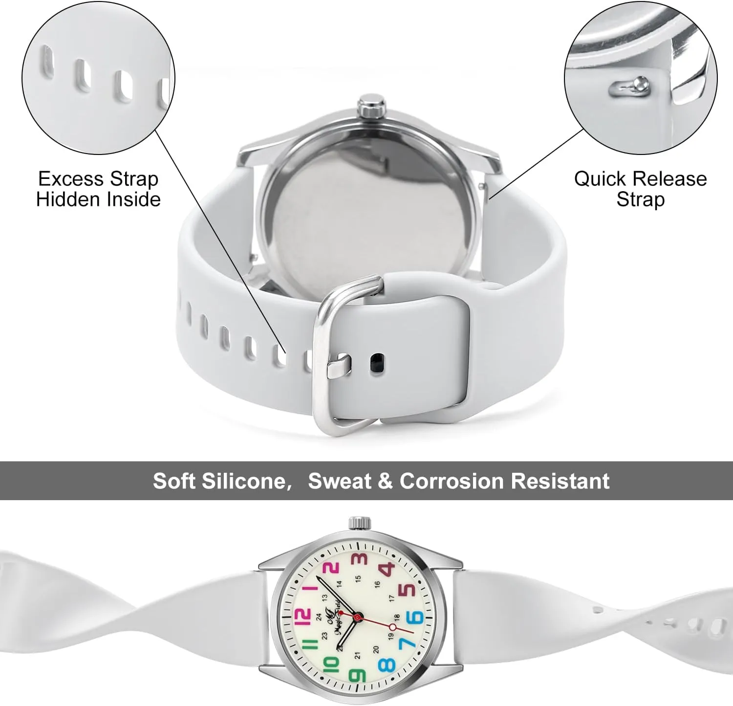 Doctors Medical Professionals Students Men Women Unisex Easy to Read Luminous Dial Second Hand Watch seduce for Nurses Water Resistant Silicone Strap Nurse Watch for Nurse 