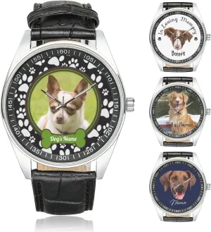 Dog Photo Customized Mens calorie issue Watches Personalized Pet Portrait Wrist Watch Dog Memorial Gifts Remembrance Keepsake for Lovers NICTIMEID 