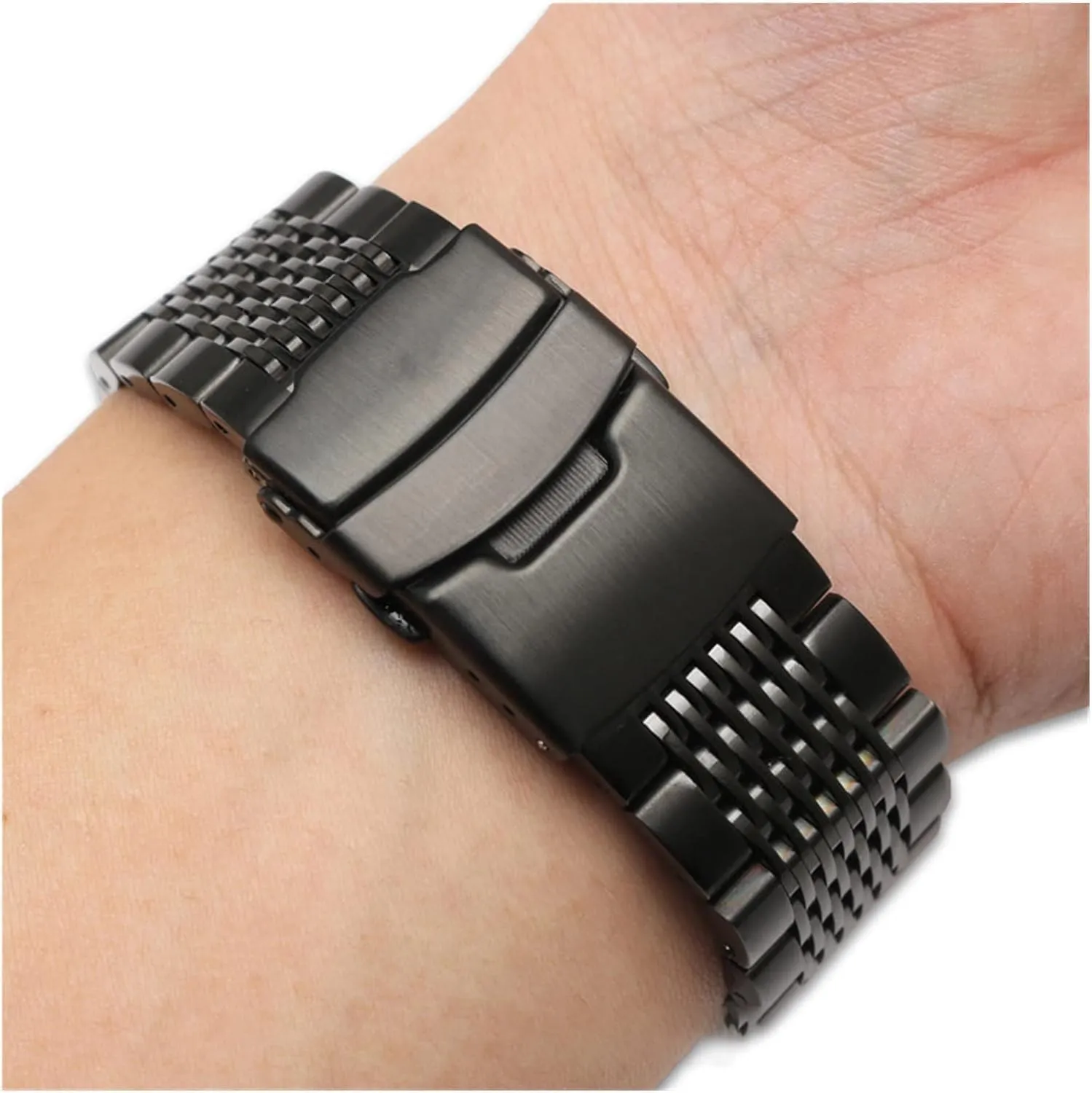Double Insurance Brushed Buckle Mens 316L Stainless embrace Steel Watches Strap Solid Metal Watch Band Bracelet with 