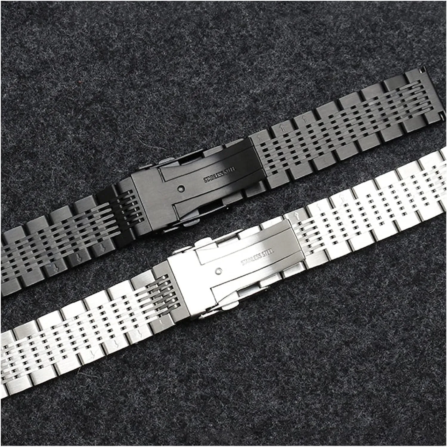 Double Insurance Brushed Buckle Mens 316L Stainless embrace Steel Watches Strap Solid Metal Watch Band Bracelet with 