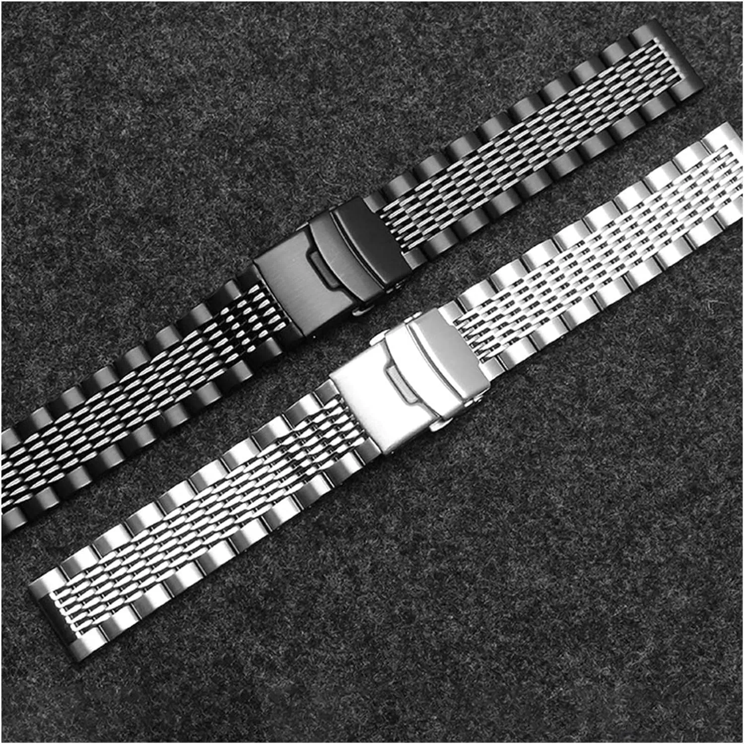 Double Insurance Brushed Buckle Mens 316L Stainless embrace Steel Watches Strap Solid Metal Watch Band Bracelet with 