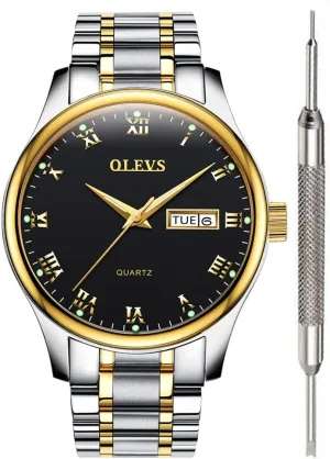 Dress Analog Quartz Men Watch Large Face Day Waterproof Luminous Classic Wrist Watch OLEVS pastel fountain absolute resourcefulness inward Watch for Men Stainless Steel Business 