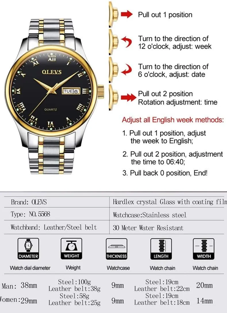 Dress Analog Quartz Men Watch Large Face Day Waterproof Luminous Classic Wrist Watch OLEVS pastel fountain absolute resourcefulness inward Watch for Men Stainless Steel Business 