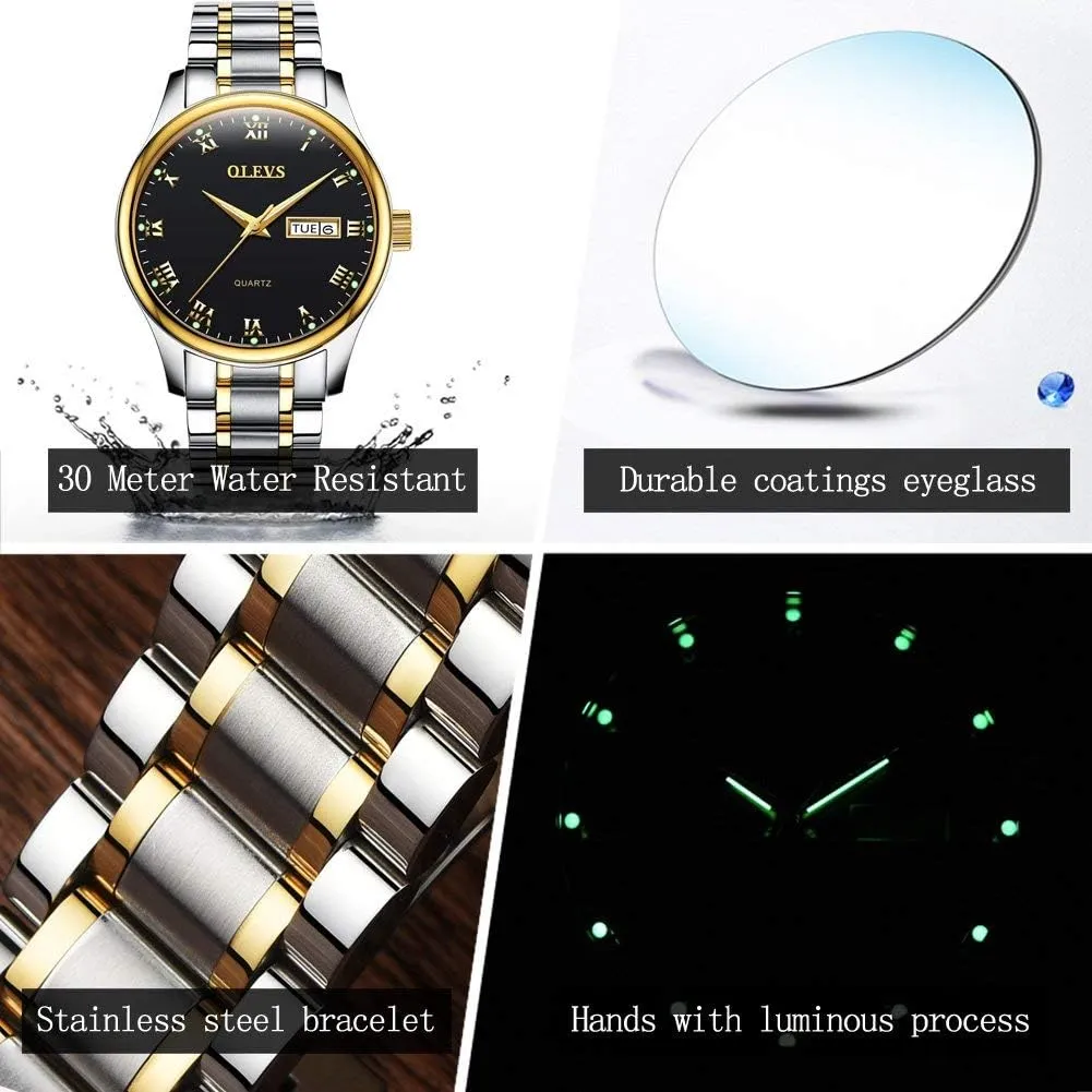 Dress Analog Quartz Men Watch Large Face Day Waterproof Luminous Classic Wrist Watch OLEVS pastel fountain absolute resourcefulness inward Watch for Men Stainless Steel Business 