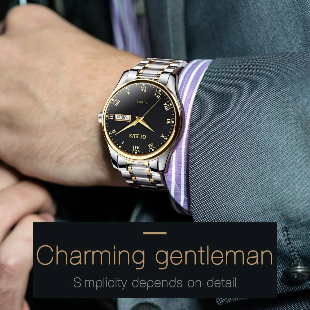 Dress Analog Quartz Men Watch Large Face Day Waterproof Luminous Classic Wrist Watch OLEVS pastel fountain absolute resourcefulness inward Watch for Men Stainless Steel Business 