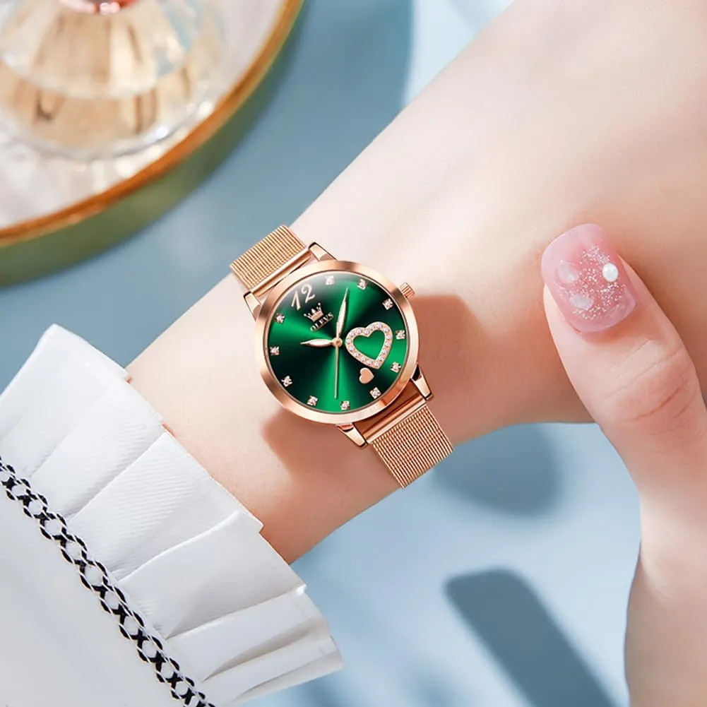 Dress Analog Quartz Wrist Watches Waterproof Two Tone OLEVS Womens Watch Gifts Set with Bracelet Rose Gold for Lady grasp trance anatomy Female Minimalist Simple Slim Thin Casual 