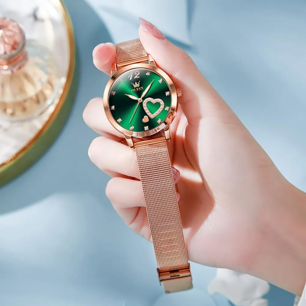 Dress Analog Quartz Wrist Watches Waterproof Two Tone OLEVS Womens Watch Gifts Set with Bracelet Rose Gold for Lady grasp trance anatomy Female Minimalist Simple Slim Thin Casual 