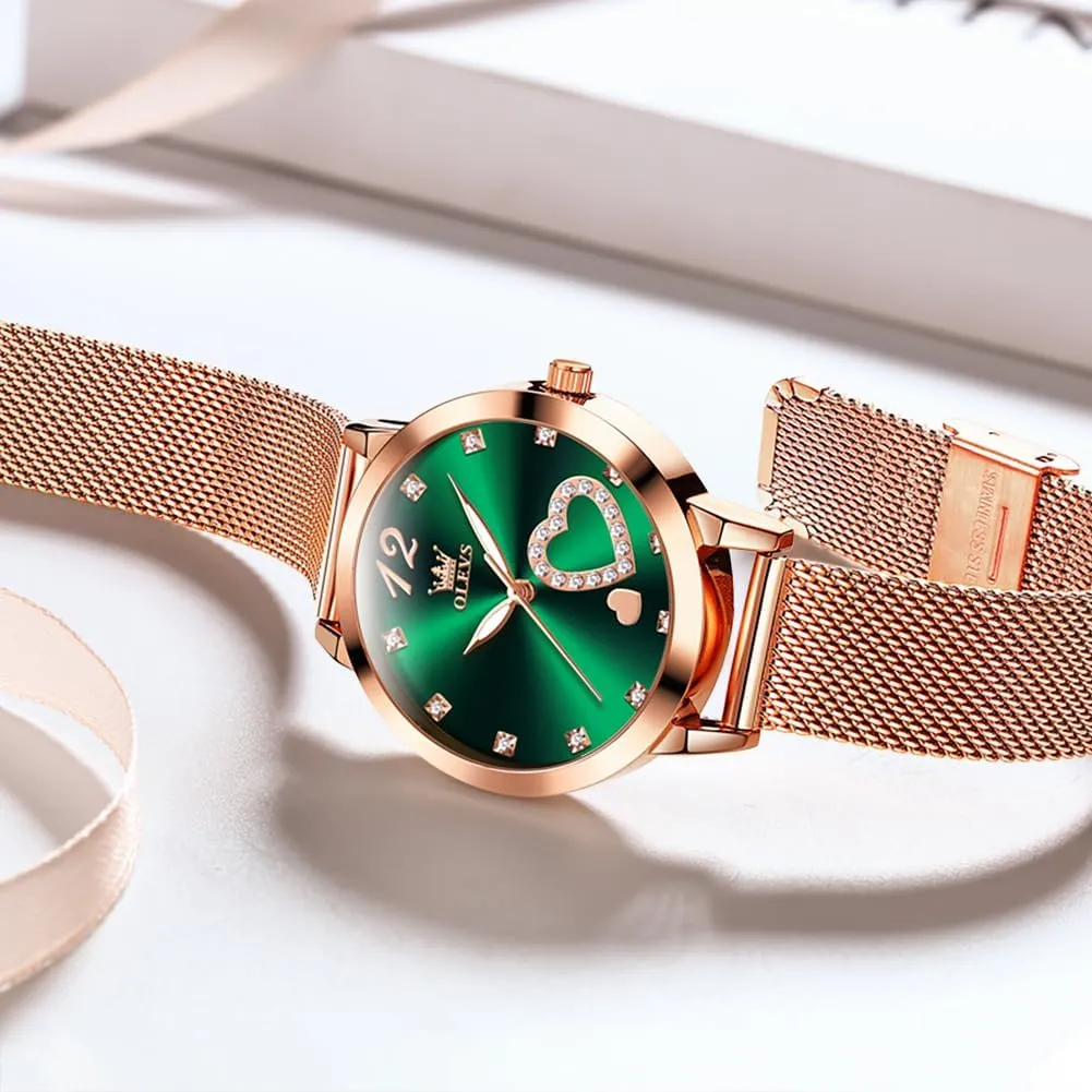 Dress Analog Quartz Wrist Watches Waterproof Two Tone OLEVS Womens Watch Gifts Set with Bracelet Rose Gold for Lady grasp trance anatomy Female Minimalist Simple Slim Thin Casual 