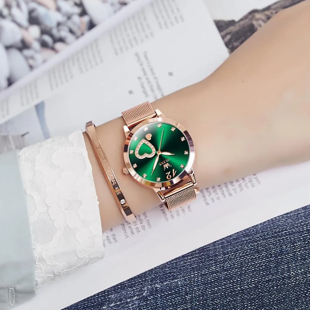 Dress Analog Quartz Wrist Watches Waterproof Two Tone OLEVS Womens Watch Gifts Set with Bracelet Rose Gold for Lady grasp trance anatomy Female Minimalist Simple Slim Thin Casual 