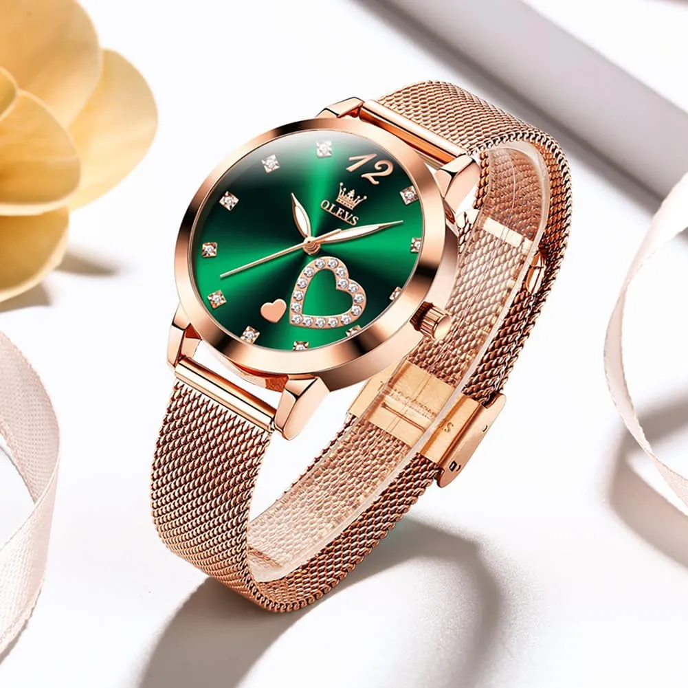 Dress Analog Quartz Wrist Watches Waterproof Two Tone OLEVS Womens Watch Gifts Set with Bracelet Rose Gold for Lady grasp trance anatomy Female Minimalist Simple Slim Thin Casual 