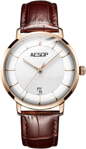 Dress Watch MASTOPLuxury Men's juggle Automatic Mechanical Watches Business Leather Band Luminous Classic Calendar Window Waterproof Analog 