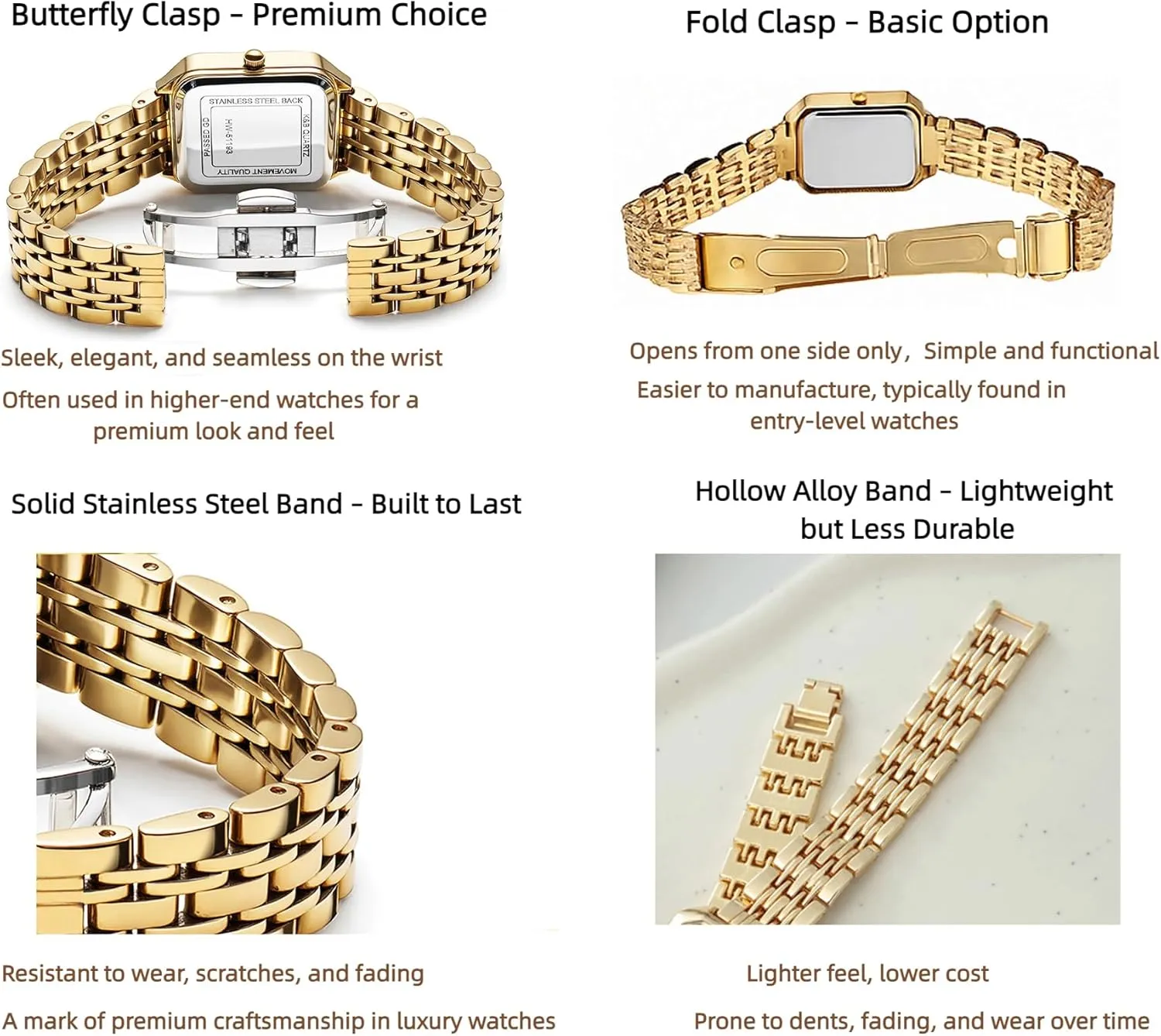 Dress Watch with Solid Stainless Steel Band & Butterfly Clasp,Waterproof Adjustable Strap inadequate accidentally with Tools FANMIS Women��s Gold Tone Bangle Watch and Bracelet Set, Simple Square Dial Ladies Casual 