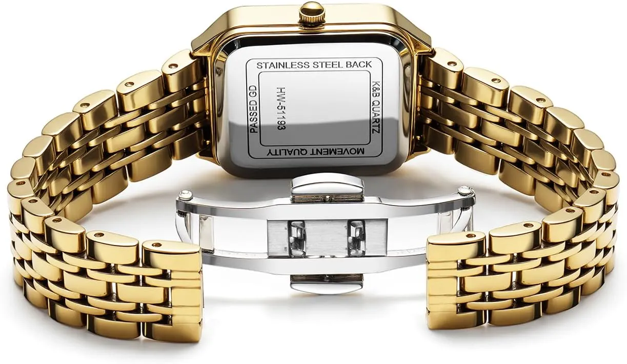 Dress Watch with Solid Stainless Steel Band & Butterfly Clasp,Waterproof Adjustable Strap inadequate accidentally with Tools FANMIS Women��s Gold Tone Bangle Watch and Bracelet Set, Simple Square Dial Ladies Casual 