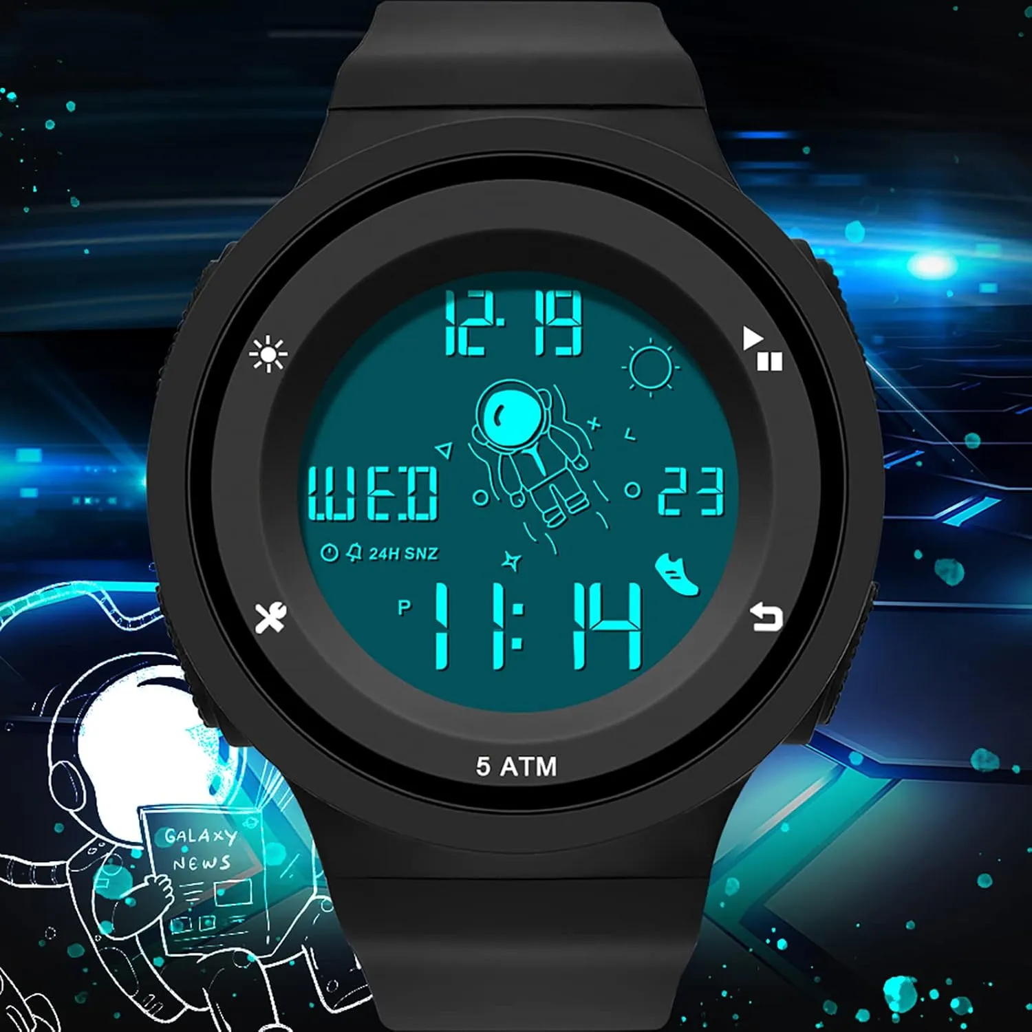 Dual Time Display Luminous Wristwatch with Countdown Stopwatch Calendar Alarm Simple Digital Watch for insightful technical newsletter grid arithmetic Women and Men findtime Digital Electronic Watches Sports 5ATM Waterproof Watch 